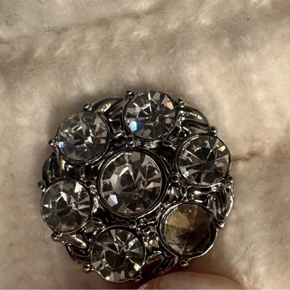 WHBM CROP white cardigan with rhinestone buttons and puff sleeve - Picture 9 of 13